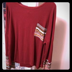 Pullover blouse top sweater sweatshirt Thumb holes